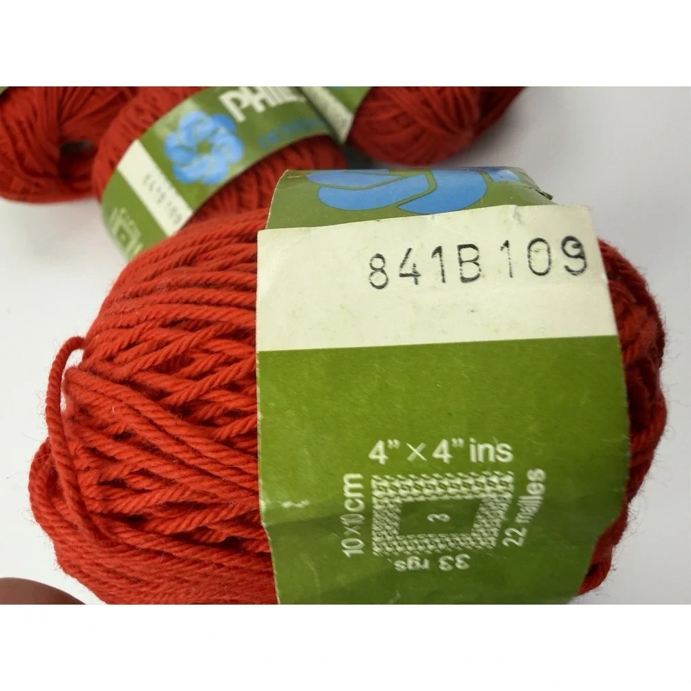 Phildar Detente Yarn France 100% Cotton 50 grams Each Red
